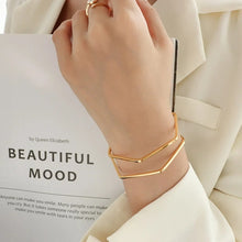 Hollow Double-Layer Open Bracelet